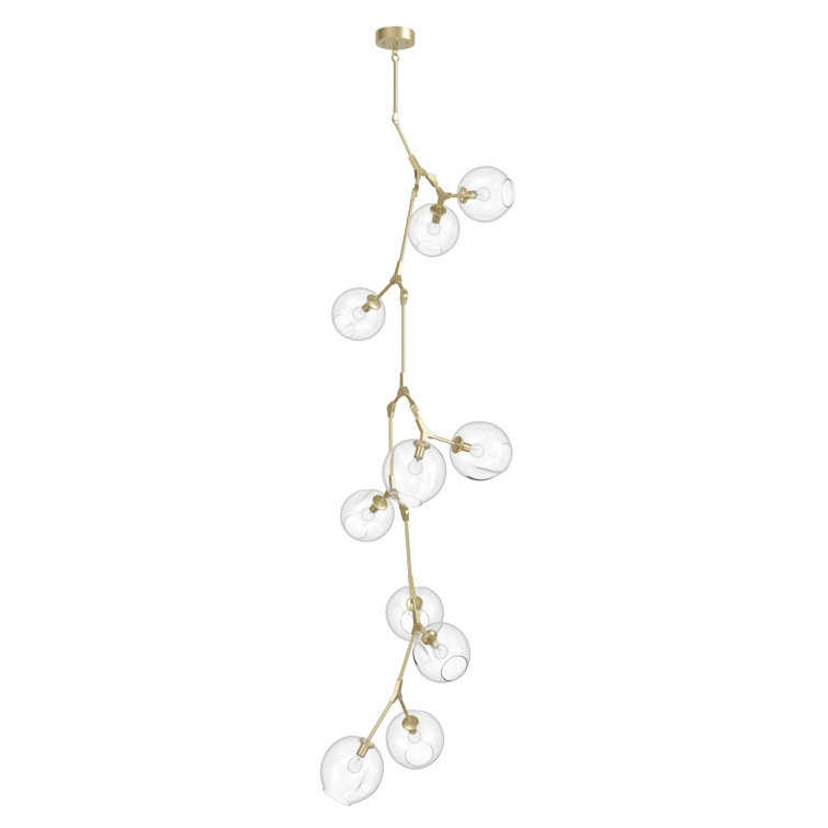 Fairfax Brushed Brass 10-Light Chandelier with Clear Glass Globes