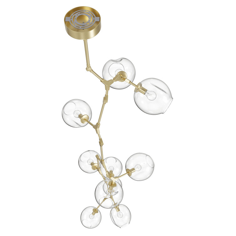 Fairfax Brushed Brass 10-Light Chandelier with Clear Glass Globes