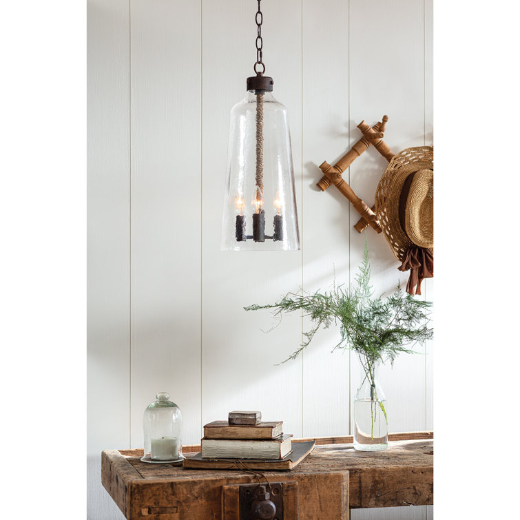 Coastal Chic Clear Water Glass 3-Light Mini Chandelier