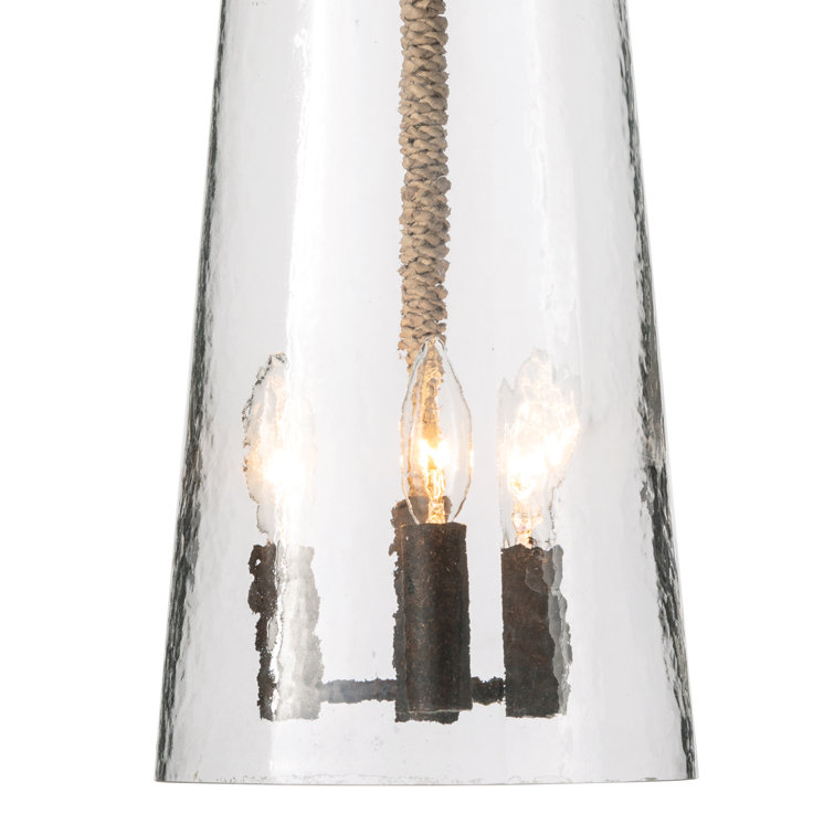 Coastal Chic Clear Water Glass 3-Light Mini Chandelier