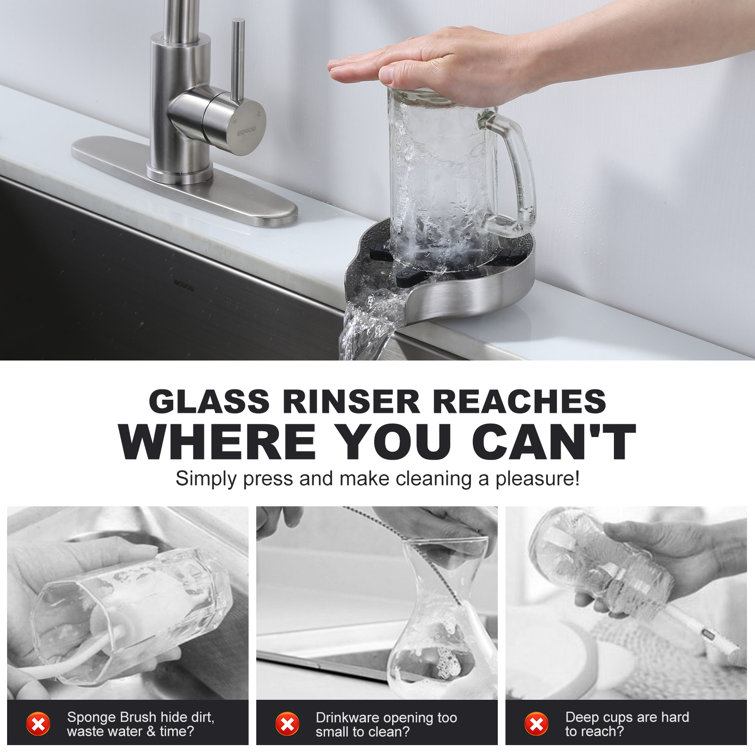 Stainless Steel Brushed Nickel Kitchen Sink Glass Rinser