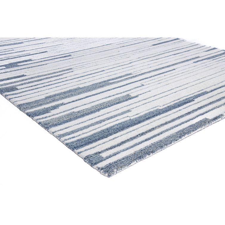 Handmade Gray and White Wool Tufted Square Rug