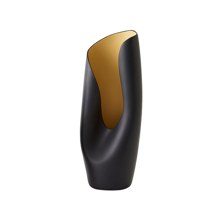 Large Black and Gold Ceramic Table Vase