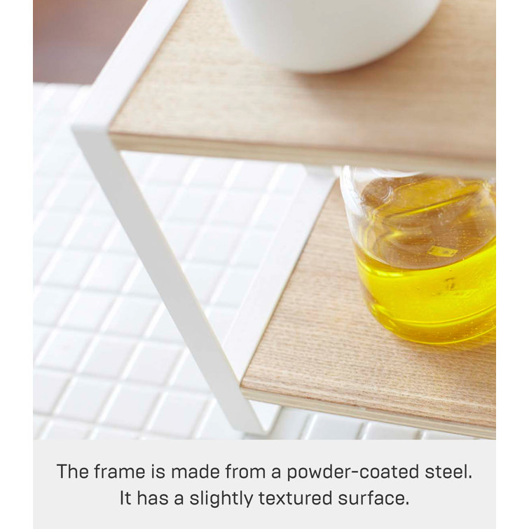 White and Natural Steel Two-Tier Countertop Organizer