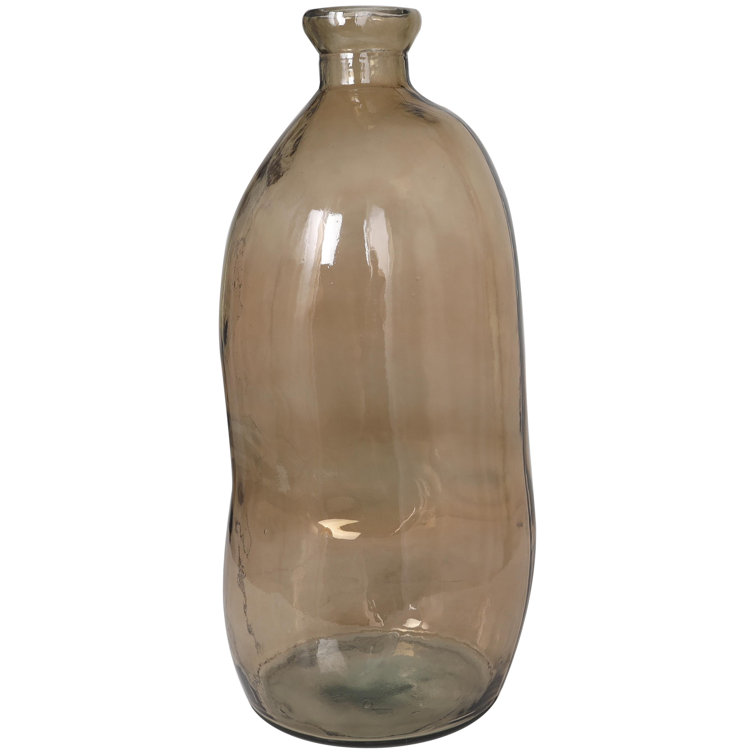 Handcrafted Round Brown Glass Floor Vase