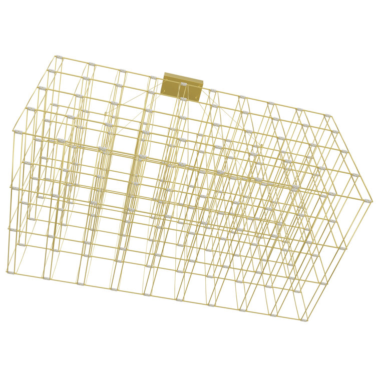 Gold Cage LED Chandelier with Chrome Accents