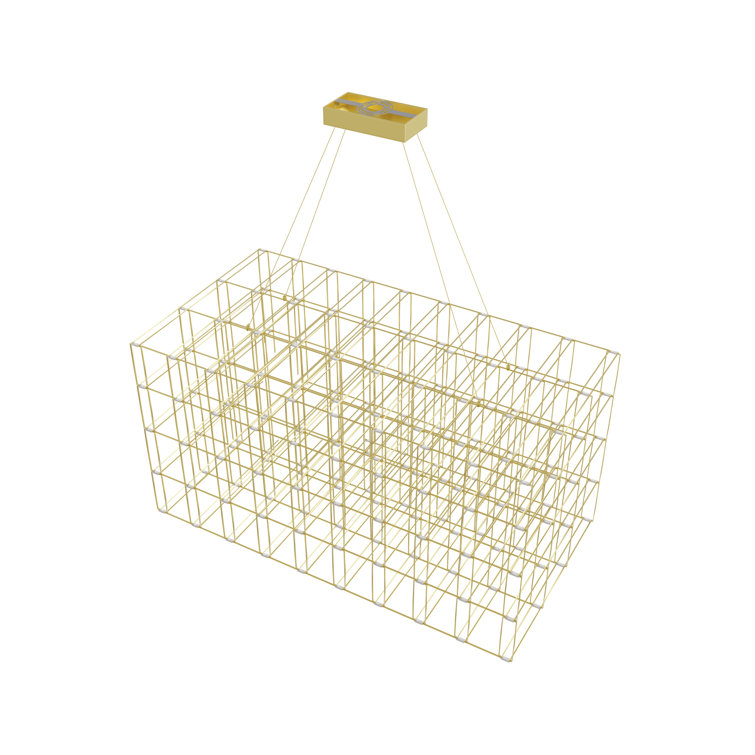 Gold Cage LED Chandelier with Chrome Accents