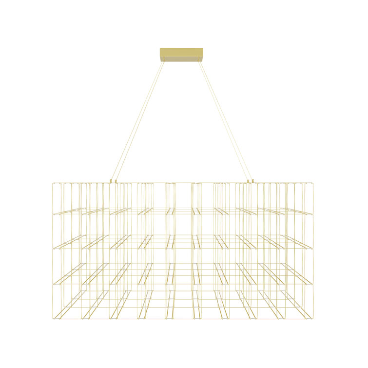 Gold Cage LED Chandelier with Chrome Accents
