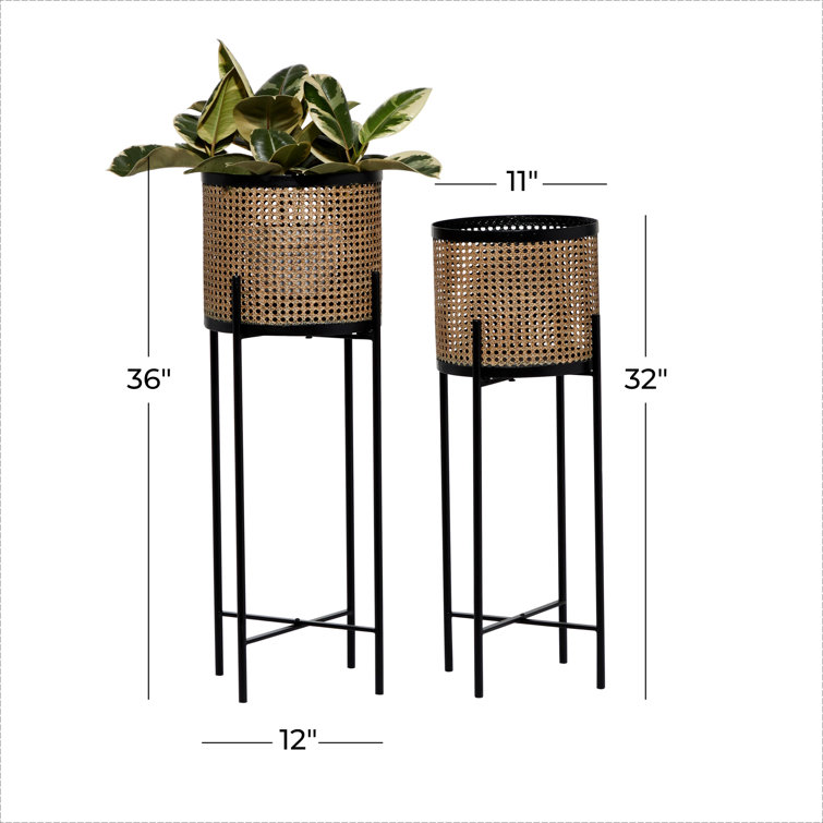 Gold and Black Metal Planter Set with Removable Stands