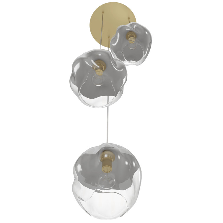 Sonoma Brushed Brass 3-Light Pendant with Ombre Melted Glass