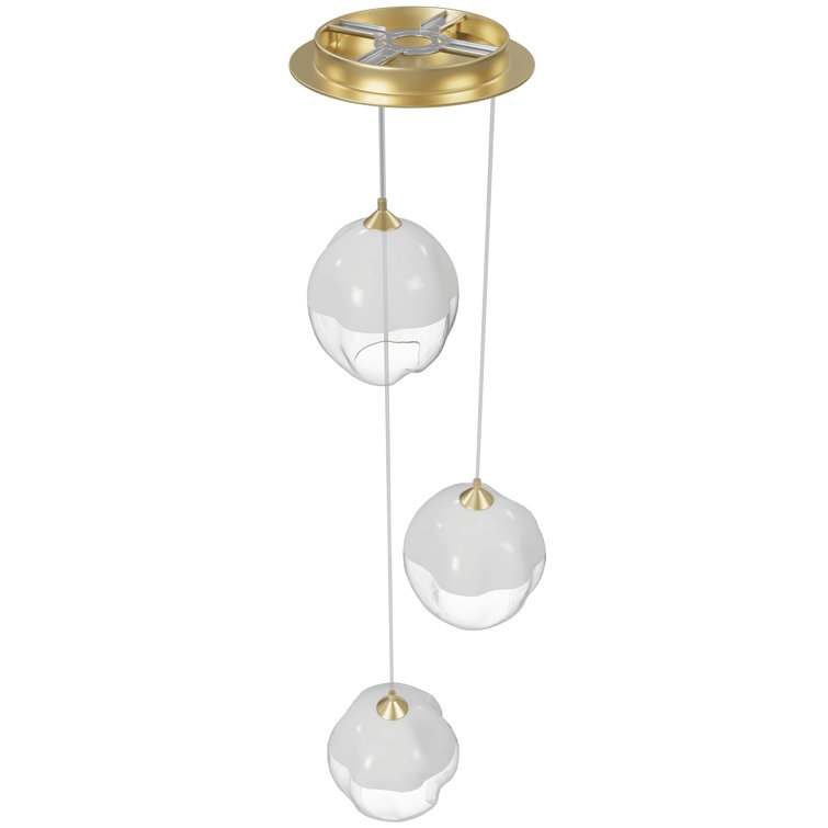 Sonoma Brushed Brass 3-Light Pendant with Ombre Melted Glass