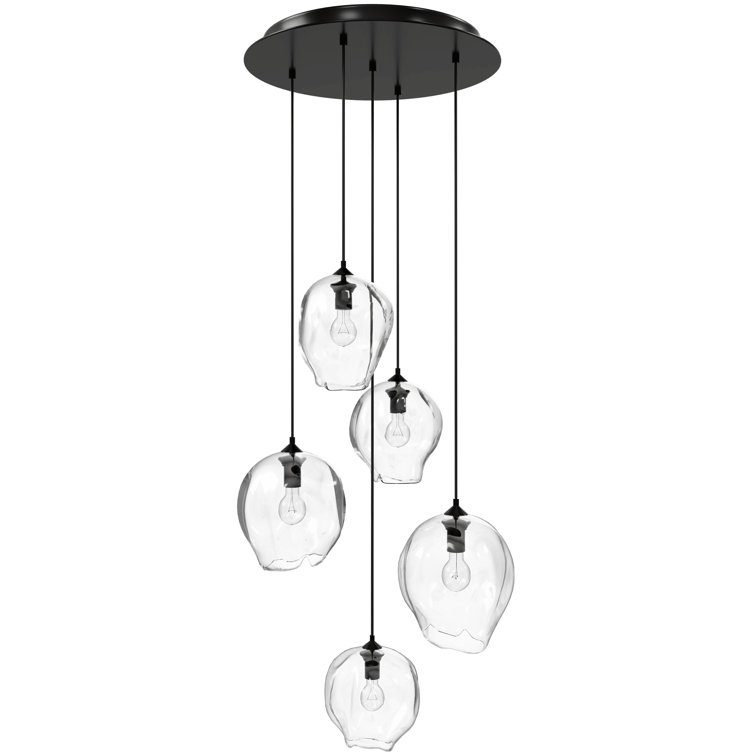Sonoma Melted Glass 5-Light LED Pendant in Dark Bronze