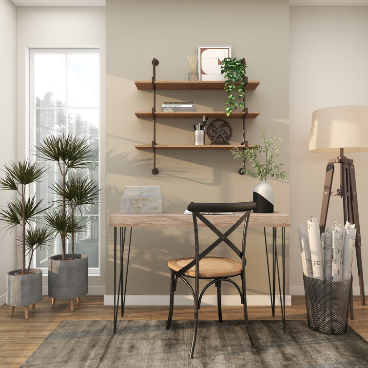 Elegant 38'' Brown Wood Floating Wall Shelf with Five Sections