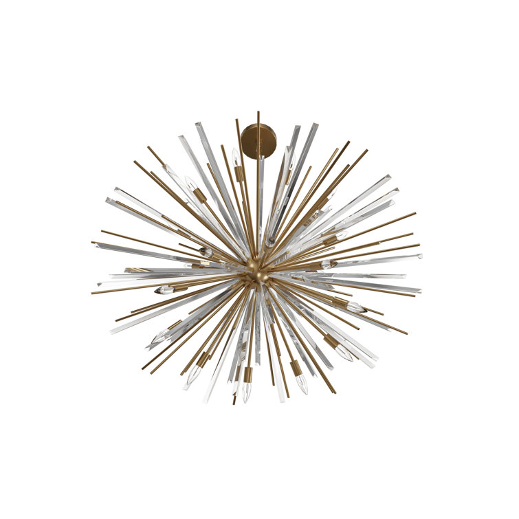 Palisades Mid-Century 18-Light Antique Brass Sputnik Chandelier