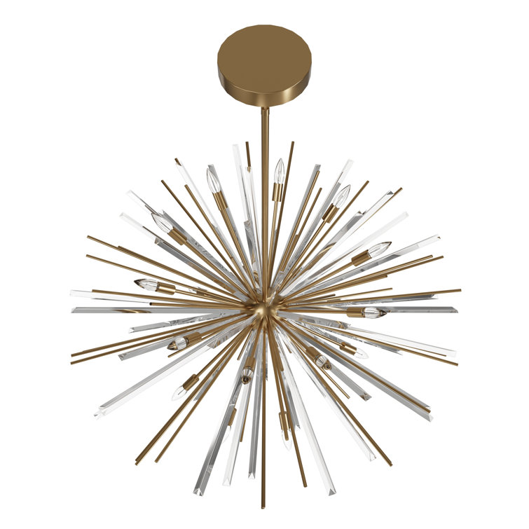 Palisades Mid-Century 18-Light Antique Brass Sputnik Chandelier