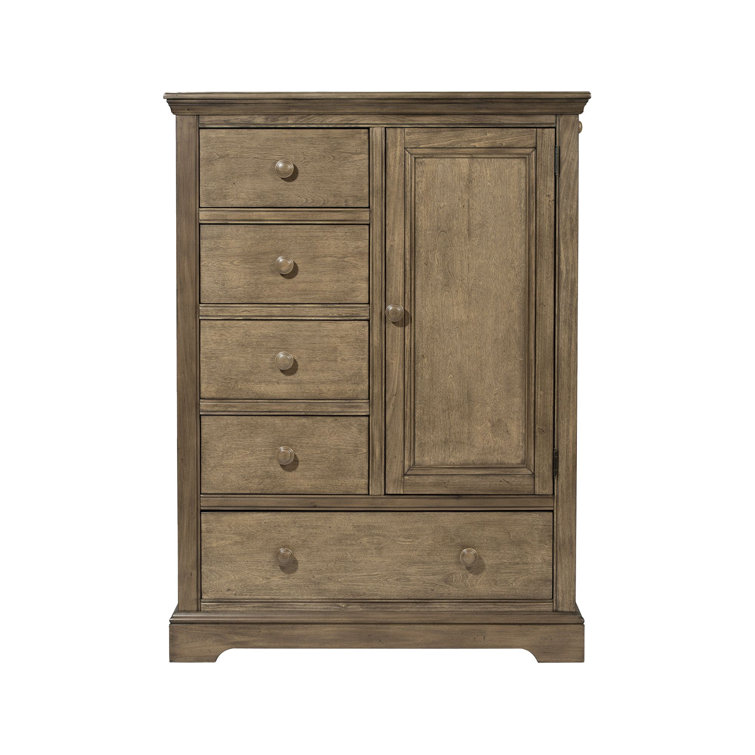 Cashew Solid Hardwood Transitional Chifferobe with Multi-use Storage