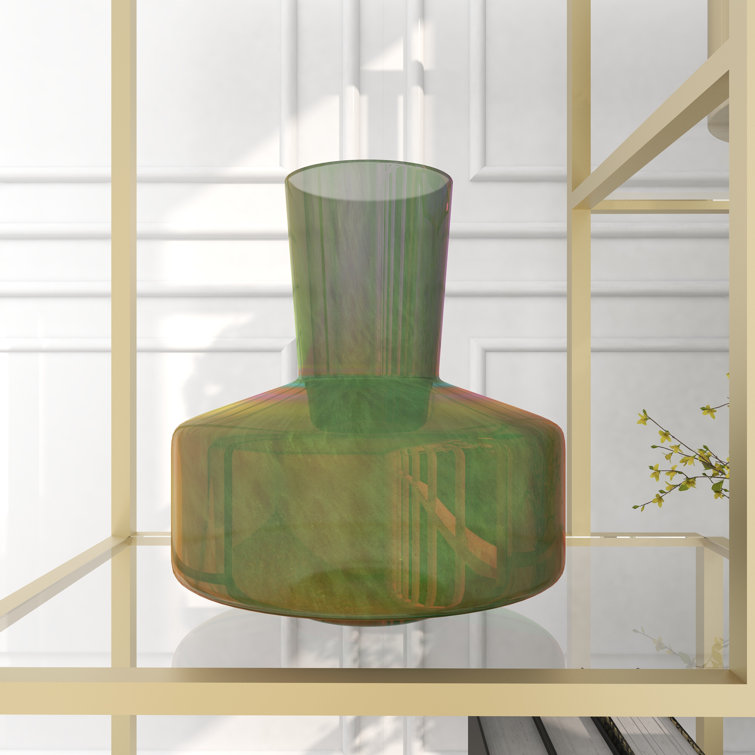 12'' Green Glass Abstract Table Vase