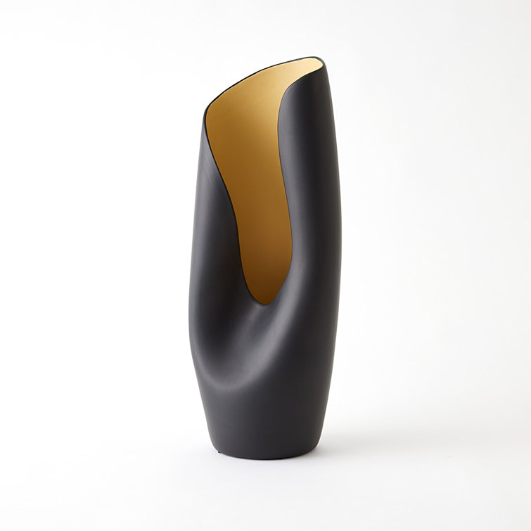 Large Black and Gold Ceramic Table Vase