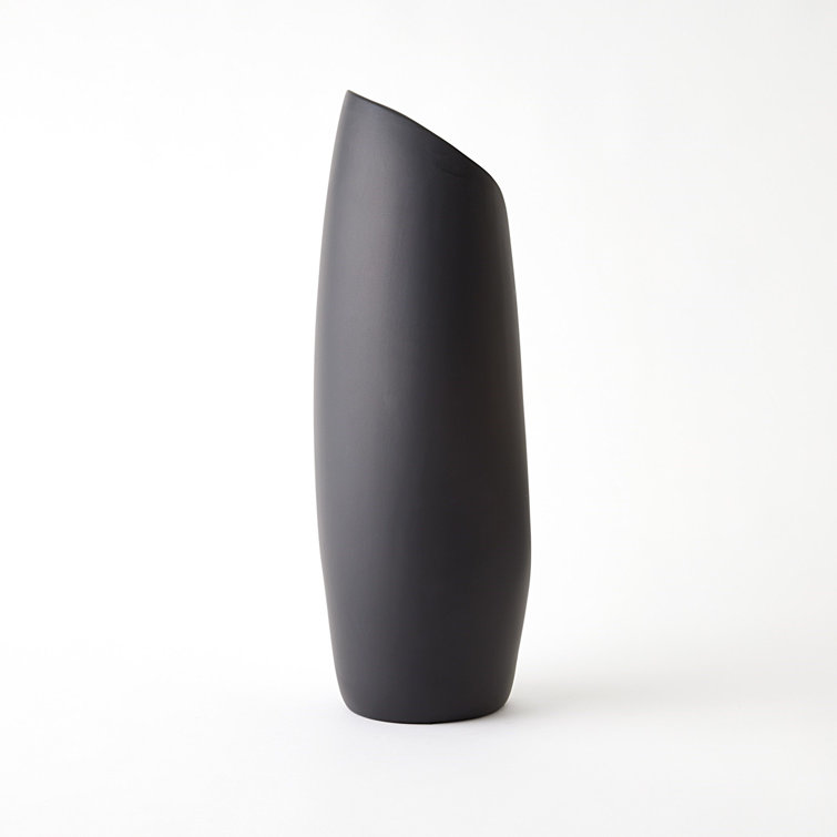 Large Black and Gold Ceramic Table Vase