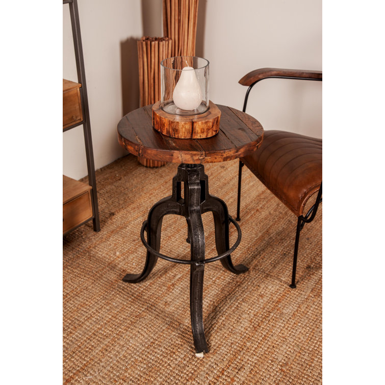 Round Reclaimed Wood Industrial Dining Height Stool