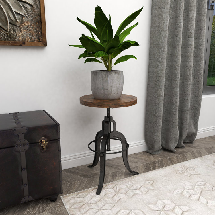 Round Reclaimed Wood Industrial Dining Height Stool