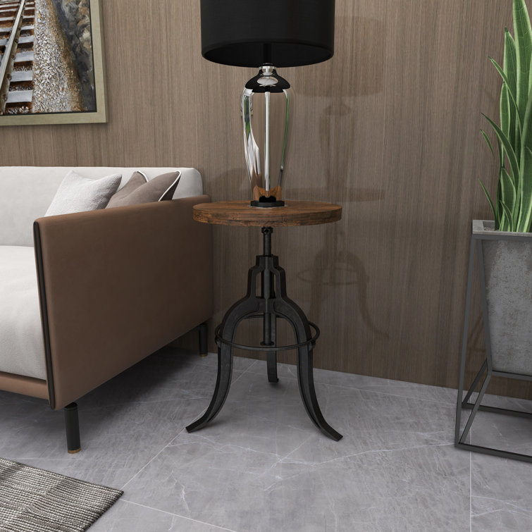 Round Reclaimed Wood Industrial Dining Height Stool