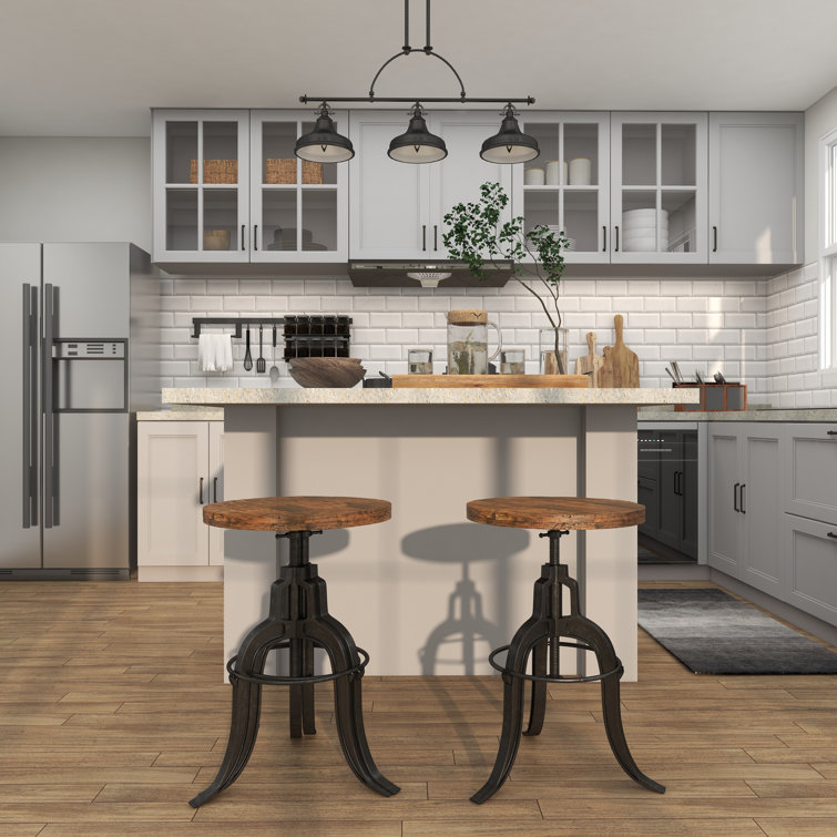 Round Reclaimed Wood Industrial Dining Height Stool