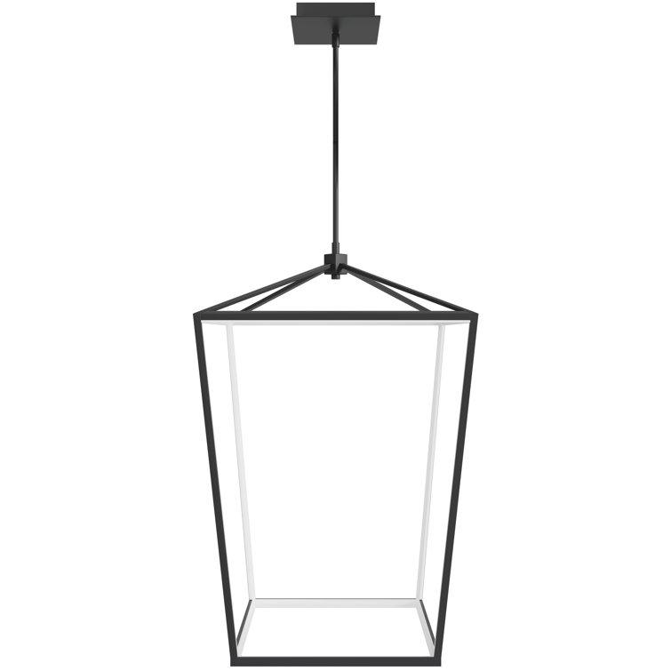 Modern Black Cage LED Lantern Pendant 27" x 17"