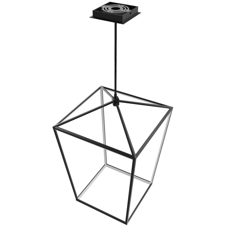Modern Black Cage LED Lantern Pendant 27" x 17"