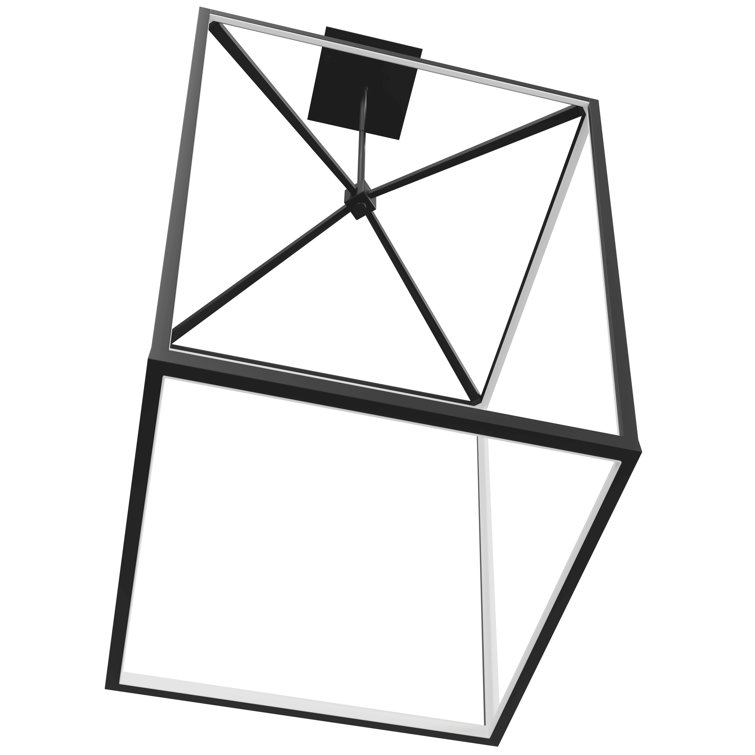Modern Black Cage LED Lantern Pendant 27" x 17"