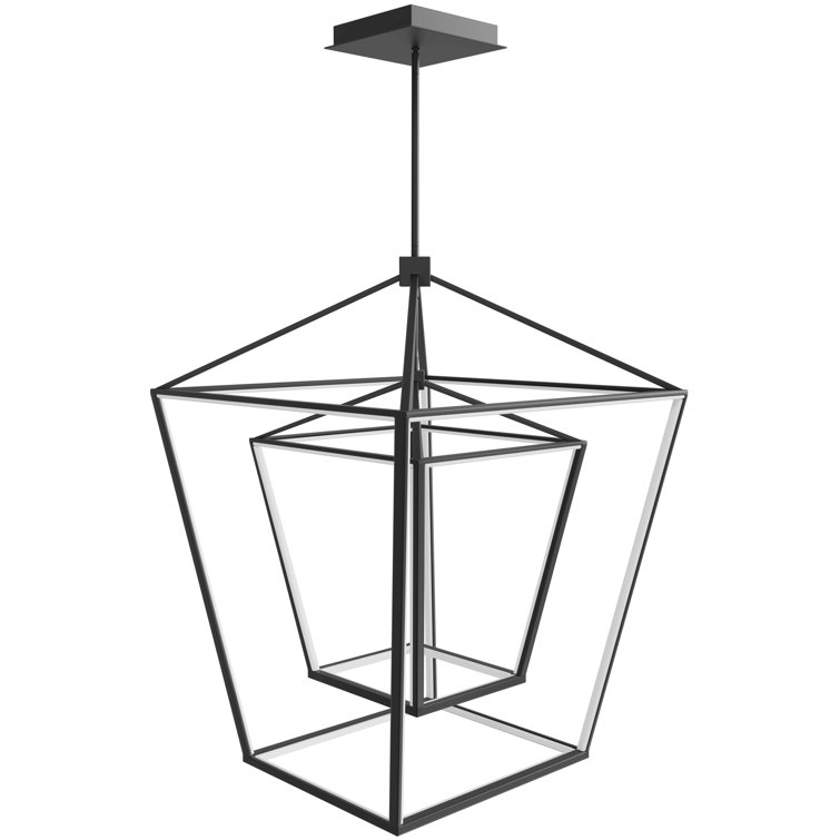Modern Black Cage LED Lantern Pendant with Dimmable Light