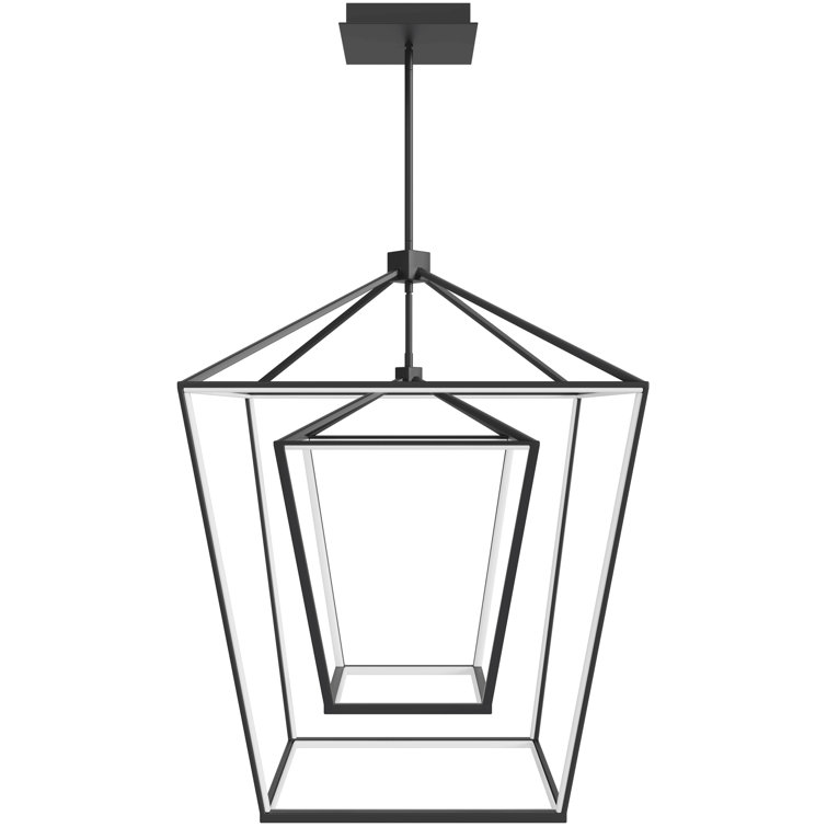 Modern Black Cage LED Lantern Pendant with Dimmable Light