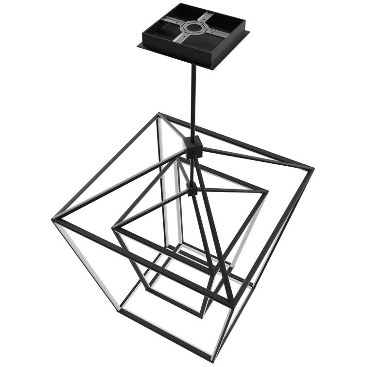 Modern Black Cage LED Lantern Pendant with Dimmable Light
