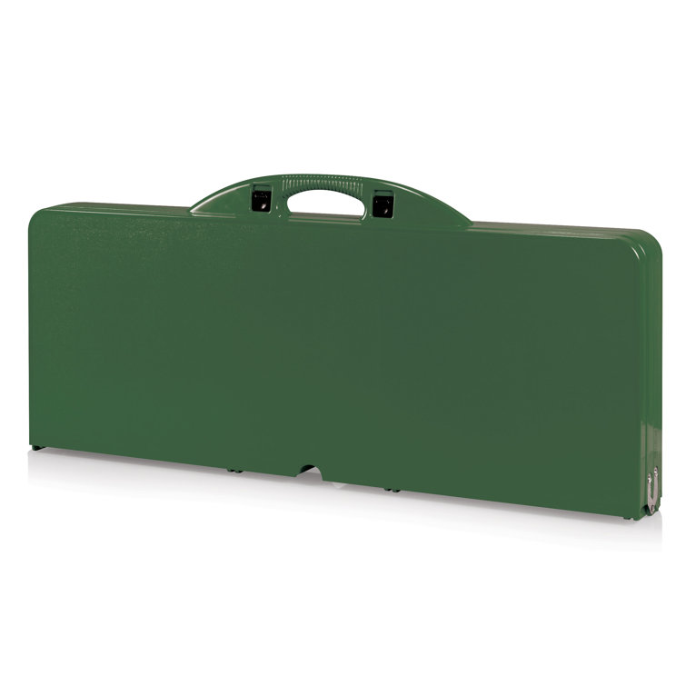 Hunter Green Aluminum Folding Picnic Table with Umbrella Hole