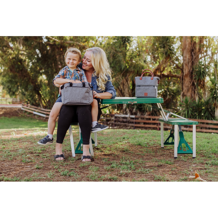 Hunter Green Aluminum Folding Picnic Table with Umbrella Hole
