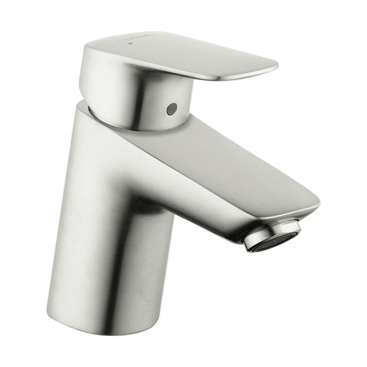 EcoFlow Brushed Nickel Modern Single Hole Faucet with Drain Assembly