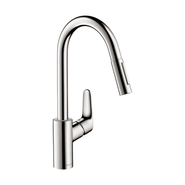 Focus HighArc 16'' Chrome Brass Pull-Out Kitchen Faucet