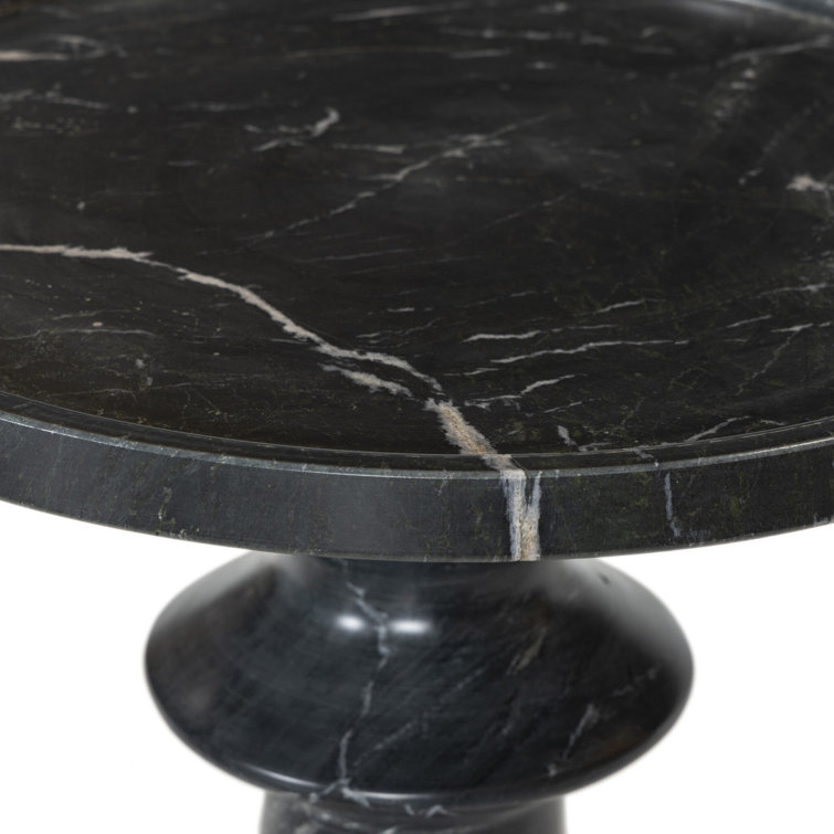Skylar Round Black Marble and Hardwood End Table
