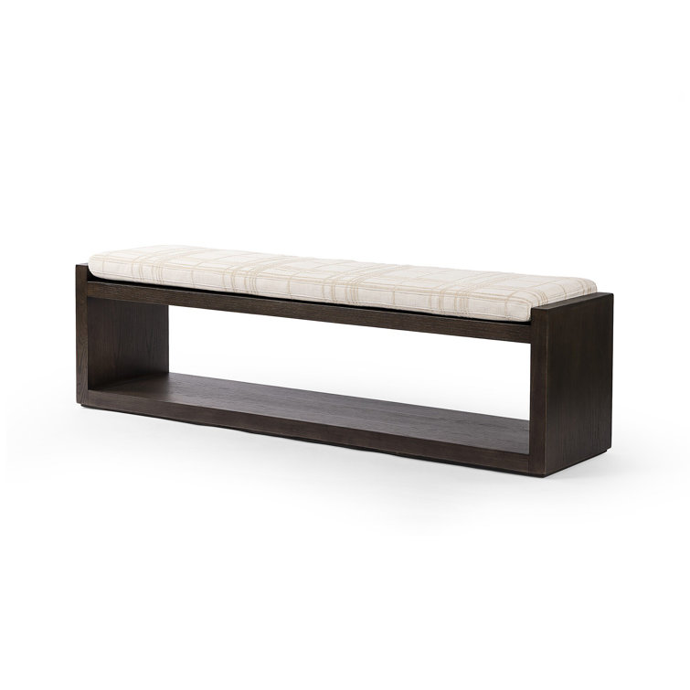 67'' Cedar-Finished Nettlewood Upholstered Bench in Brown/Cream