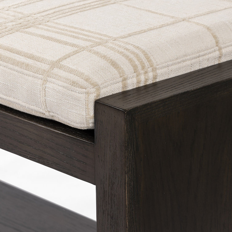 67'' Cedar-Finished Nettlewood Upholstered Bench in Brown/Cream