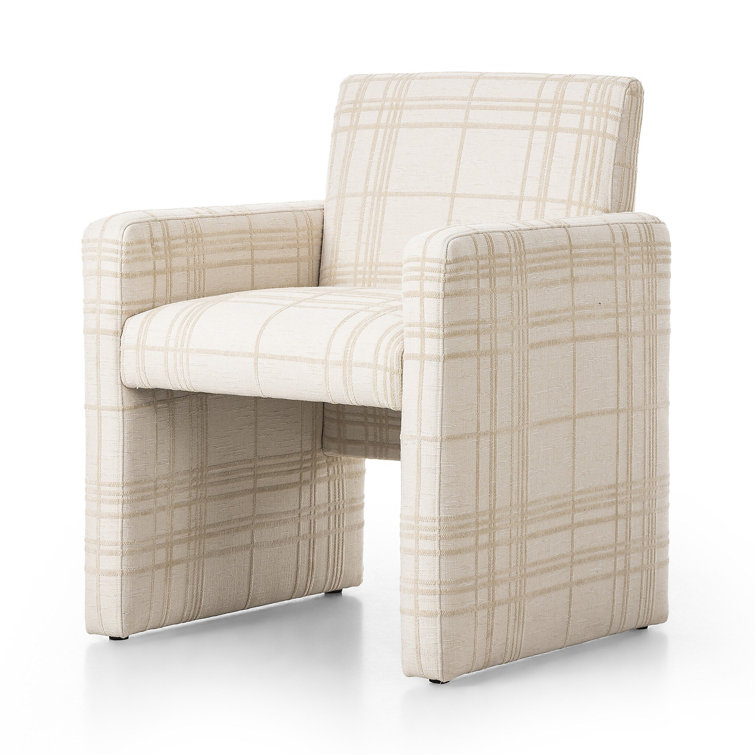 Fayette Cloud Upholstered Wood Arm Chair in White