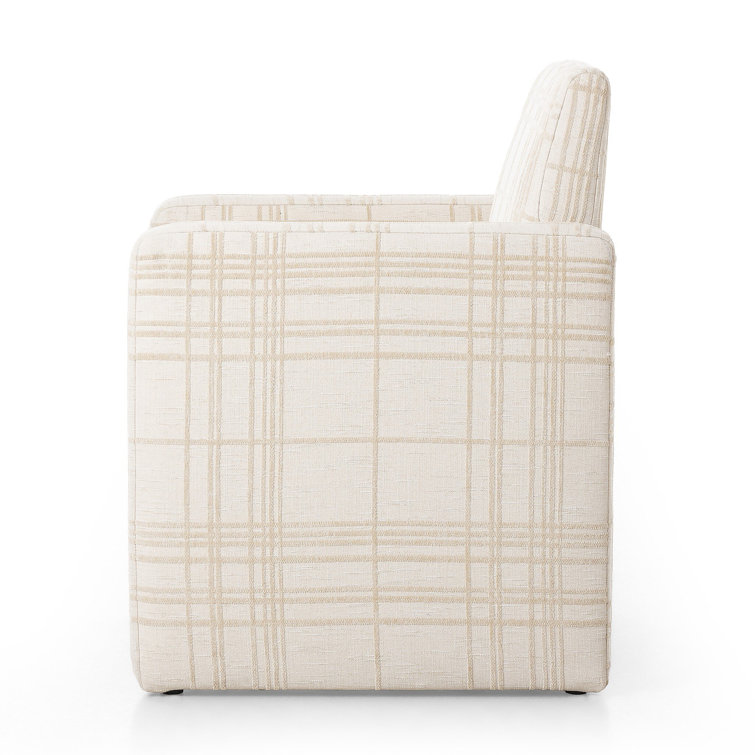 Fayette Cloud Upholstered Wood Arm Chair in White