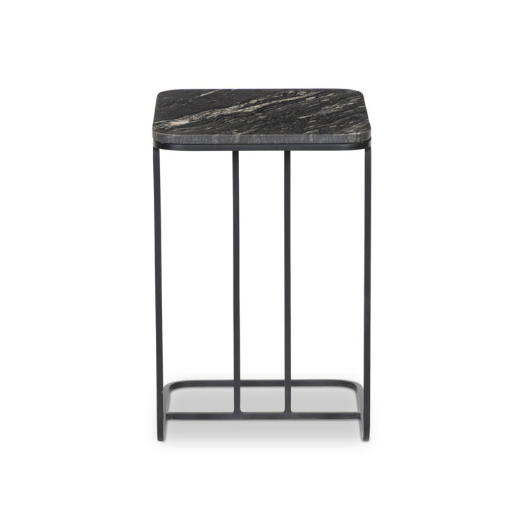 Marlow Polished White Marble and Matte Brass C-Table, 15x19x23 in