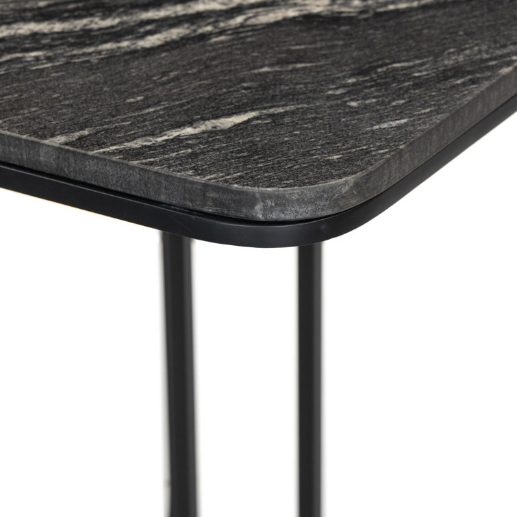 Marlow Polished White Marble and Matte Brass C-Table, 15x19x23 in