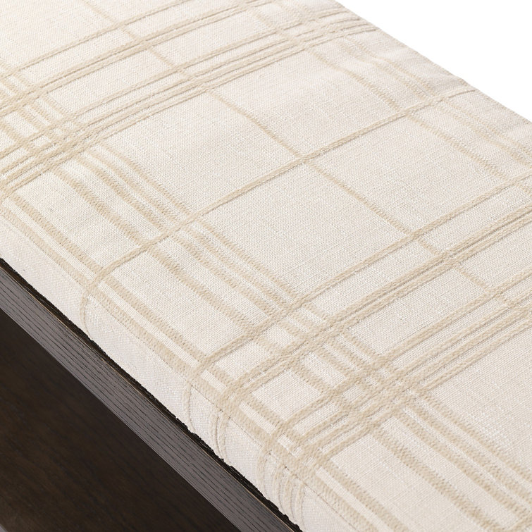 67'' Cedar-Finished Nettlewood Upholstered Bench in Brown/Cream