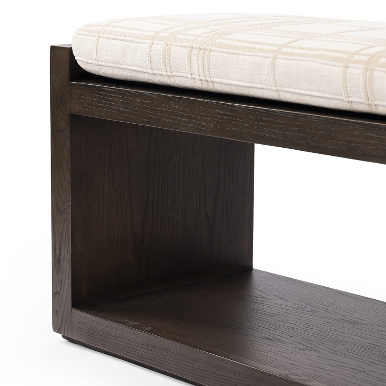 67'' Cedar-Finished Nettlewood Upholstered Bench in Brown/Cream