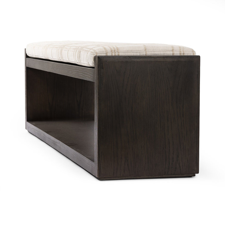 67'' Cedar-Finished Nettlewood Upholstered Bench in Brown/Cream