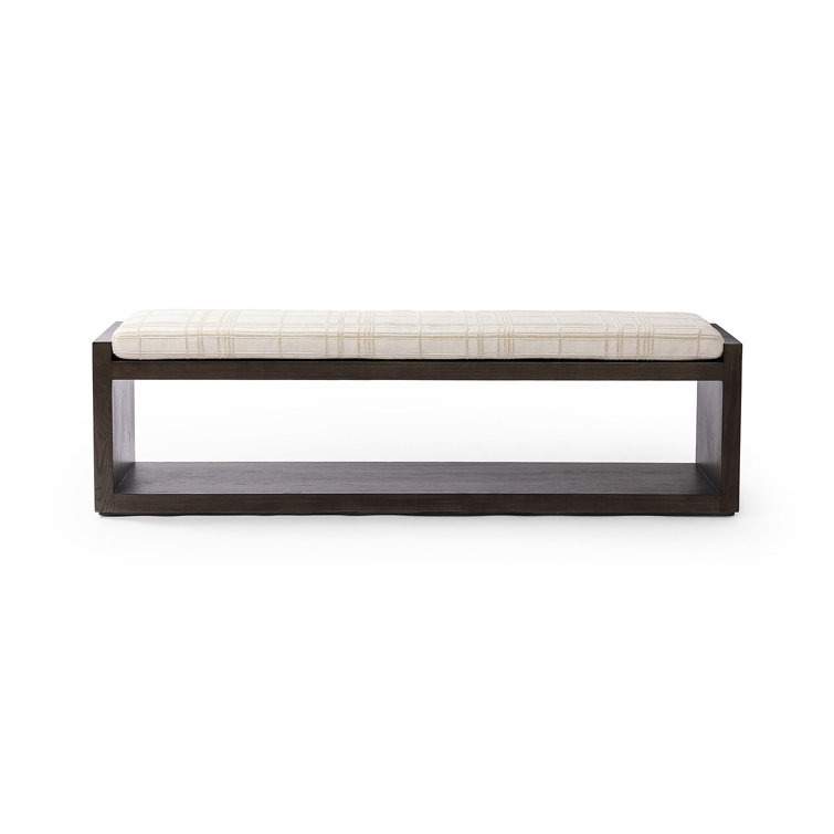 67'' Cedar-Finished Nettlewood Upholstered Bench in Brown/Cream