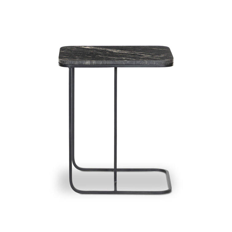 Marlow Polished White Marble and Matte Brass C-Table, 15x19x23 in