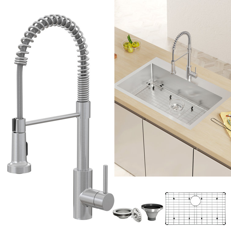 33'' Stainless Steel Drop-In Single Bowl Kitchen Sink